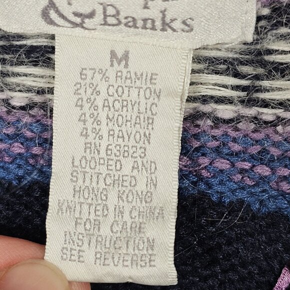 Womens M Cardigan Sweater Hand Embroidered Ramie Knit Nordic Grannycore Warm - Picture 7 of 15